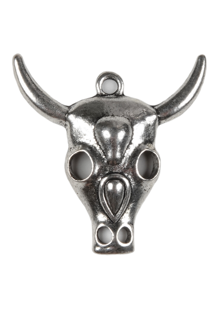 Mittelalter Anhänger Wendelin (Stier) aus Metall in Silbern Frontansicht