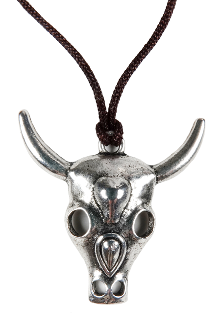 Mittelalter Anhänger Wendelin (Stier) aus Metall in Silbern Frontansicht 2