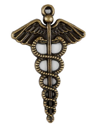Herold Anhänger Hermes aus Metall in Goldgelb Frontansicht