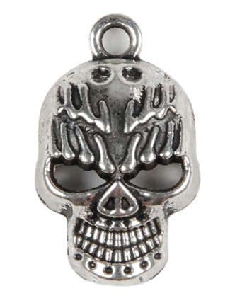Piraten Anhänger Galangandreiz (Totenkopf) aus Metall in Silbern Frontansicht