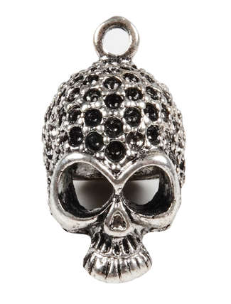 Piraten Anhänger Aude (Totenkopf) aus Metall in Silbern Frontansicht
