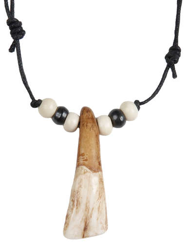 Mittelalter Halskette Johfrit aus Yak-Zahn in Beige Frontansicht