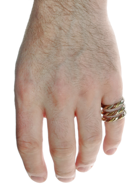 Mittelalter Ring Astyanax aus Messing-Weißmetall-Kupfer in Frontansicht 3