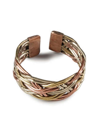 Mittelalter Ring Polydamas aus Messing-Weißmetall-Kupfer in  Draufsicht
