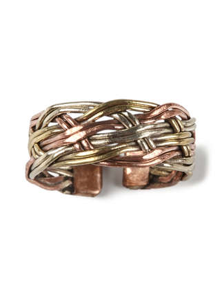 Mittelalter Ring Polydamas aus Messing-Weißmetall-Kupfer in  Frontansicht