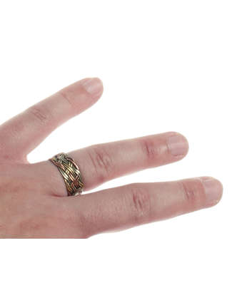 Mittelalter Ring Polydamas aus Messing-Weißmetall-Kupfer in  Frontansicht 2