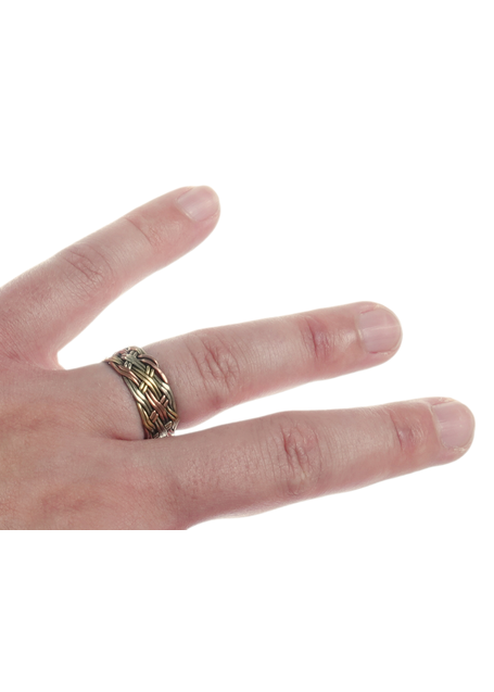 Mittelalter Ring Polydamas aus Messing-Weißmetall-Kupfer in Frontansicht 2