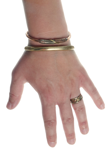 Mittelalter Ring Polydamas aus Messing-Weißmetall-Kupfer in Frontansicht 5