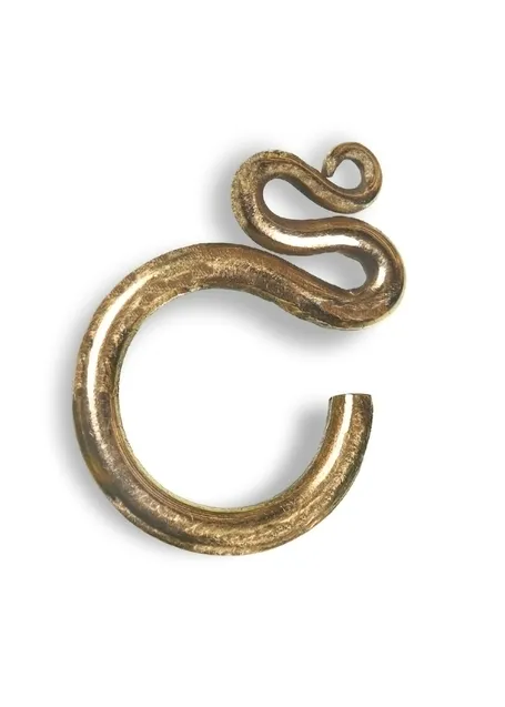 Slawische Schläfenringe Zorya aus Messing in Golden Frontansicht