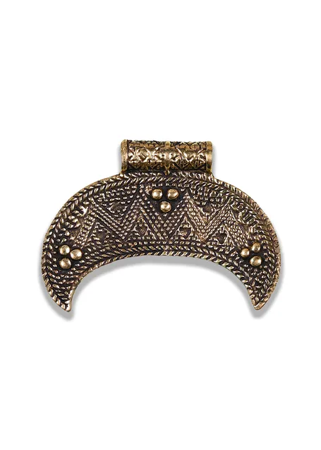 Wikinger Ketten-Anhänger Luna Máni aus Messing in Golden Frontansicht