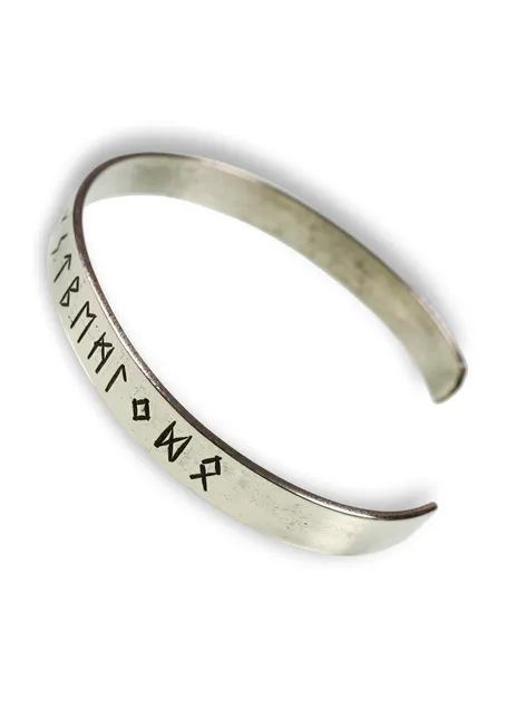 Wikinger Armreif Trygve aus Weißmetal in Silbern Frontansicht 3