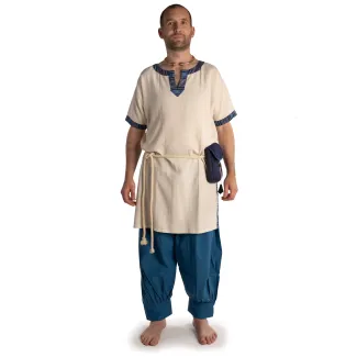 Wikinger Tunika Wido in Beige Frontansicht 2