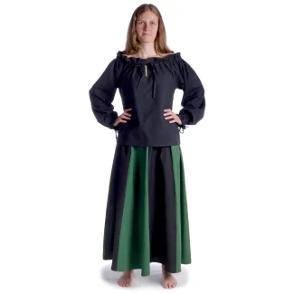 Mittelalter Bluse Gotelinde in Schwarz Frontansicht 4