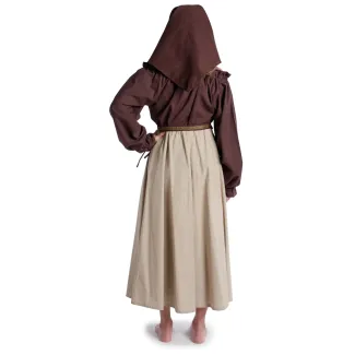 Mittelalter Bluse Gotelinde in Braun Rückansicht