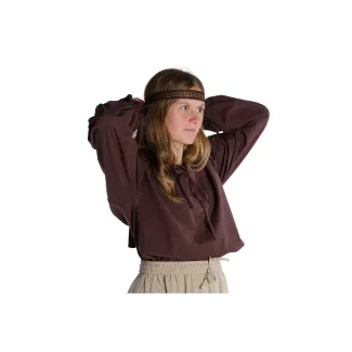 Mittelalter Bluse Gotelinde in Braun Detailansicht