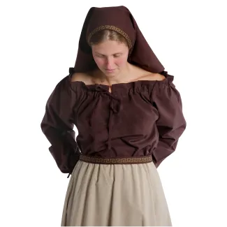 Mittelalter Bluse Gotelinde in Braun Detailansicht 2