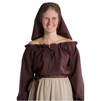 Mittelalter Bluse Gotelinde in Braun Detailansicht 3