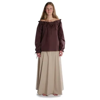 Mittelalter Bluse Gotelinde in Braun Frontansicht 4