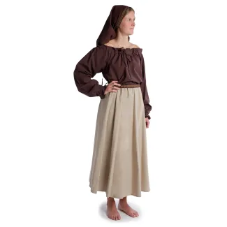Mittelalter Bluse Gotelinde in Braun Seitenansicht 2