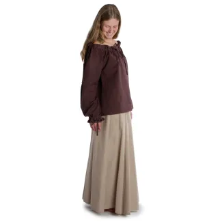 Mittelalter Bluse Gotelinde in Braun Seitenansicht 3