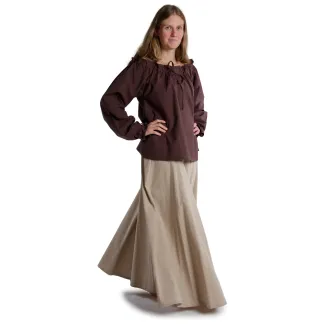 Mittelalter Bluse Gotelinde in Braun Seitenansicht 4