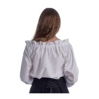 Mittelalter Bluse Gotelinde in Weiß Rückansicht