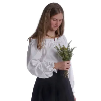 Mittelalter Bluse Gotelinde in Weiß Seitenansicht