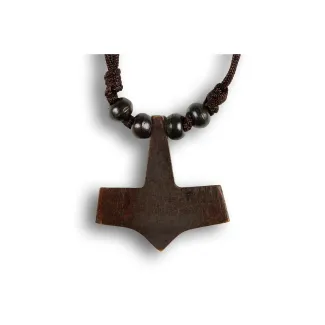 Wikinger Halskette Thorshammer Mjölnir Assartorp aus Knochen in Braun Rückansicht
