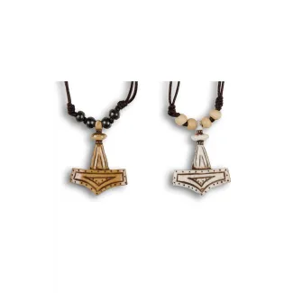 Wikinger Halskette Thorshammer Mjölnir Karstorf aus Knochen in Beige Detailansicht