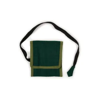 Wikinger Nadelbinden Stricknadel Set mit Tasche Arnhild aus Knochen, Horn in Grün Frontansicht 3
