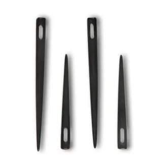 Wikinger Nadelbinden Stricknadel Set mit Tasche Hallhild aus Horn in Grau Frontansicht 2