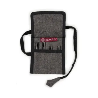 Wikinger Nadelbinden Stricknadel Set mit Tasche Hallhild aus Horn in Grau Frontansicht 3