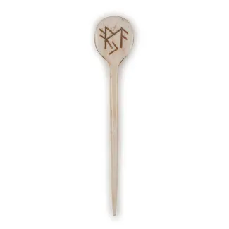 Wikinger Haarnadel Freyja mit Tasche aus Knochen in Blau Frontansicht 2