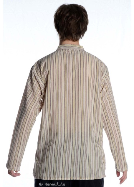Fischerhemd beige braun gestreift