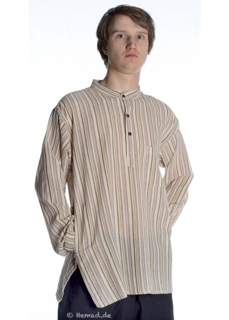 Fischerhemd beige braun gestreift