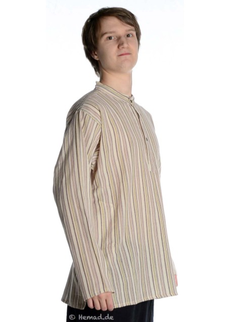 Fischerhemd beige braun gestreift