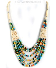 Viking Necklace with elephant pearls green-turquoises 