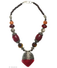 Medieval Viking Necklace red/amber