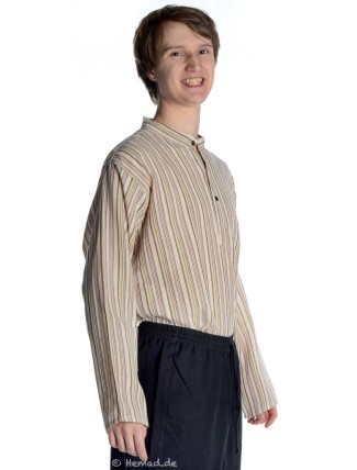 Fischerhemd beige braun gestreift