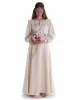 Mittelalter Bluse Gotelinde in Beige Frontansicht 2