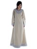Wikinger Kleid Hildr in Hanffarben-Hellblau Frontansicht