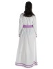 Wikinger Kleid Hildr in Weiß-Violett Rückansicht 2
