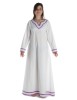 Wikinger Kleid Hildr in Weiß-Violett Frontansicht