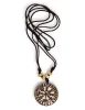 Wikinger Halskette Vegvísir Futhark aus Knochen in Beige Frontansicht