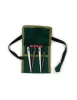 Wikinger Nadelbinden Stricknadel Set mit Tasche Arnhild aus Knochen, Horn in Grün Frontansicht