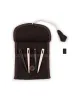 Wikinger Nadelbinden Stricknadel Set mit Tasche Alfhild aus Knochen, Horn in Braun Frontansicht